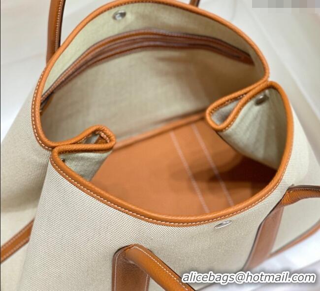 Buy Classic Hermes Garden Party Bag 36cm in Canvas and Grained Leather H0523 Beige/Brown 2025