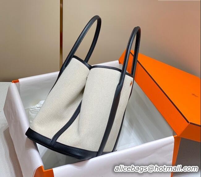 Cheap Design Hermes Garden Party Bag 36cm in Canvas and Grained Leather H0523 Beige/Black 2025