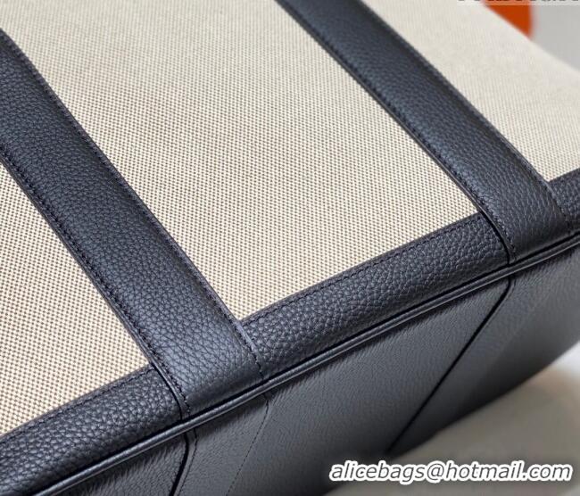 Cheap Design Hermes Garden Party Bag 36cm in Canvas and Grained Leather H0523 Beige/Black 2025