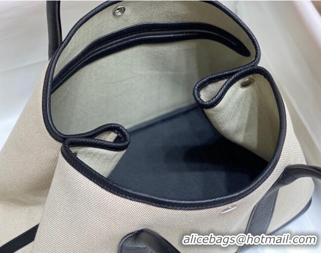 Cheap Design Hermes Garden Party Bag 36cm in Canvas and Grained Leather H0523 Beige/Black 2025