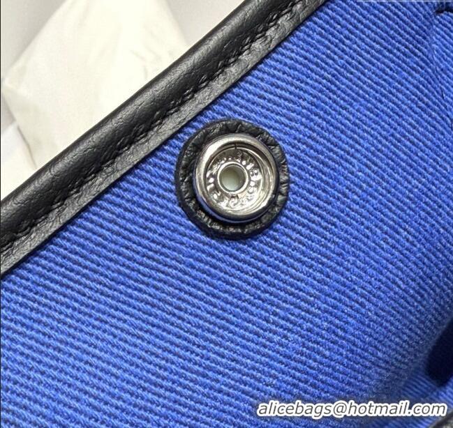 High Quality Hermes Garden Party Bag 30cm in Canvas and Grained Leather H2070 Grey/Black/Electric Blue 2025 (Half Handma
