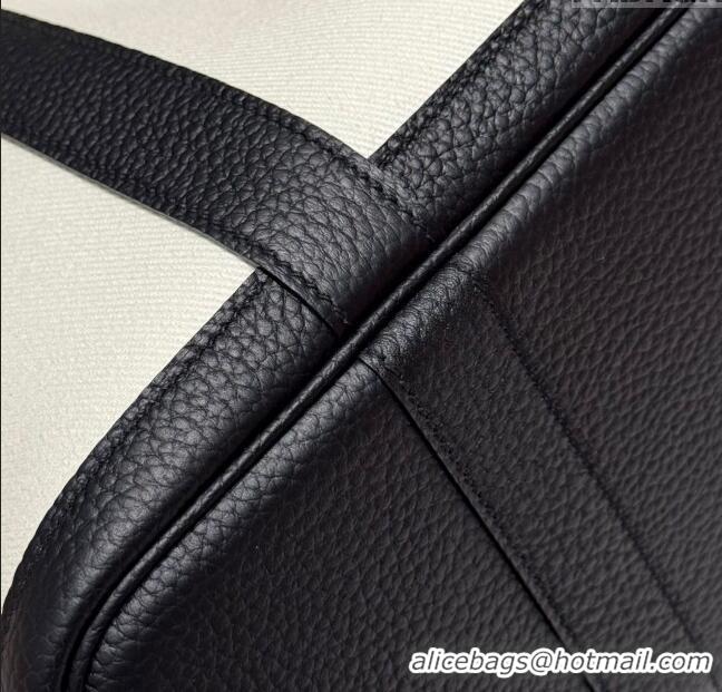 Best Price Hermes Garden Party Bag 30cm in Canvas and Grained Leather H2070 Wool White/Black/Breeze Blue 2025 (Half Hand