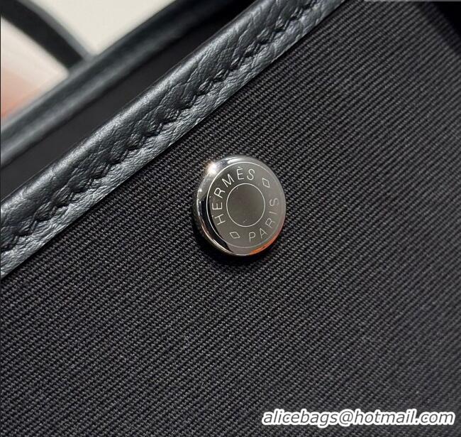 Market Sells Hermes Garden Party Bag 30cm in Canvas and Grained Leather H2070 All Black 2025 (Half Handmade)