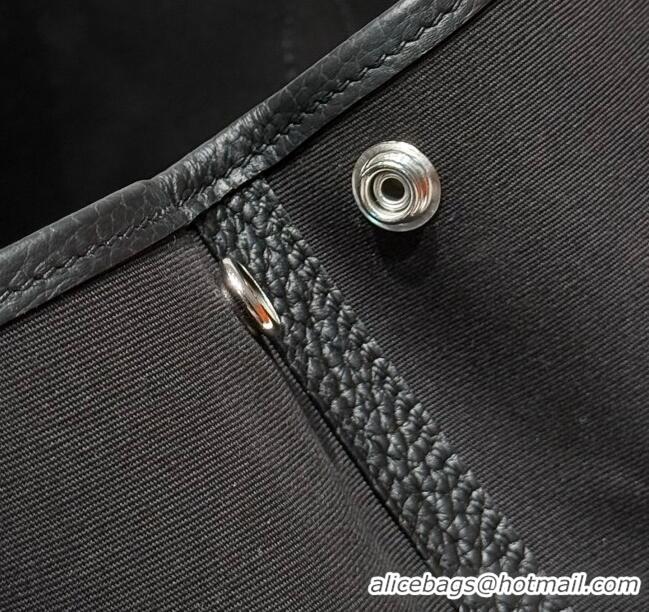 Market Sells Hermes Garden Party Bag 30cm in Canvas and Grained Leather H2070 All Black 2025 (Half Handmade)
