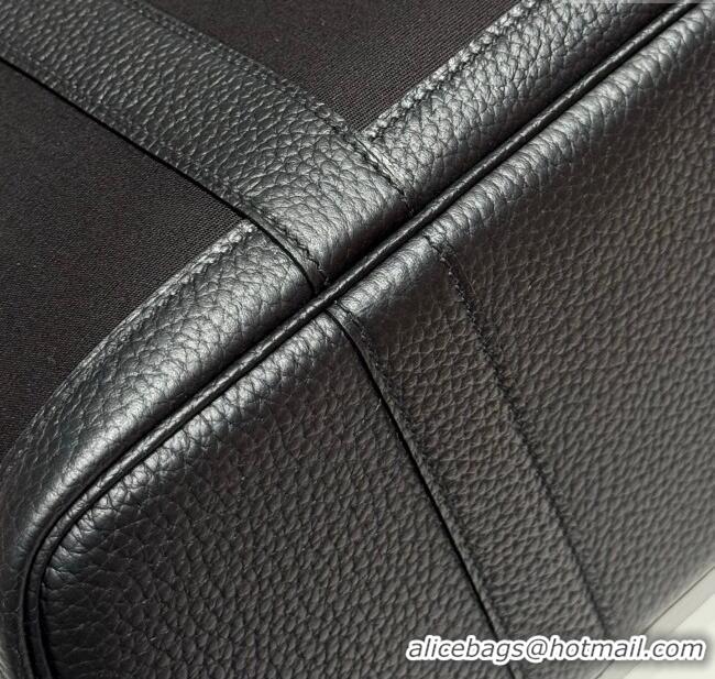 Market Sells Hermes Garden Party Bag 30cm in Canvas and Grained Leather H2070 All Black 2025 (Half Handmade)