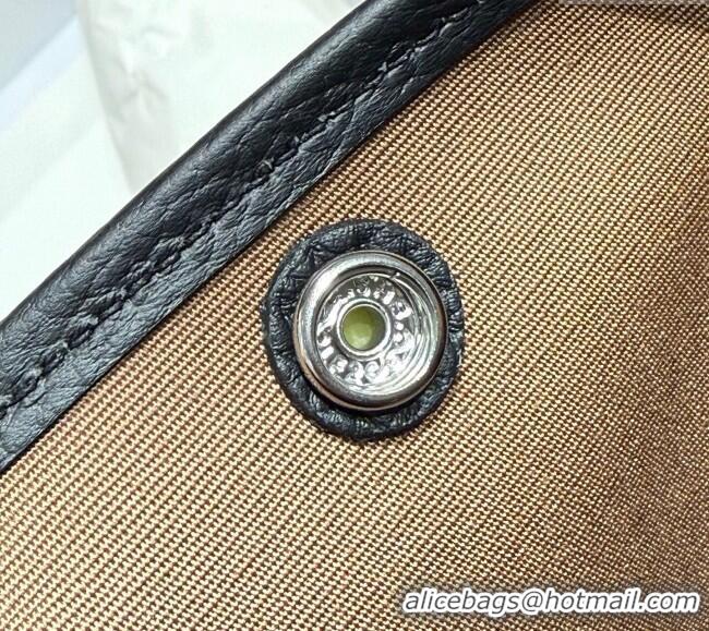 Buy Stylish Hermes Garden Party Bag 30cm in Canvas and Grained Leather H2070 Sesame Brown/Black 2025 (Half Handmade)