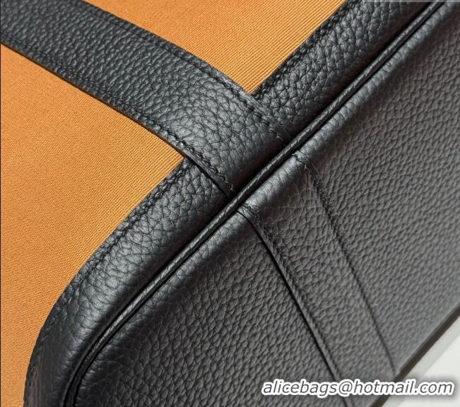 Buy Stylish Hermes Garden Party Bag 30cm in Canvas and Grained Leather H2070 Sesame Brown/Black 2025 (Half Handmade)