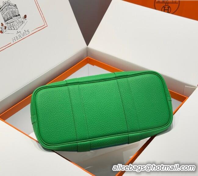 New Product Hermes Garden Party Bag 30cm in Canvas and Grained Leather H2070 Bamboo/Imperial Green 2025 (Half Handmade)