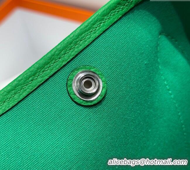 New Product Hermes Garden Party Bag 30cm in Canvas and Grained Leather H2070 Bamboo/Imperial Green 2025 (Half Handmade)