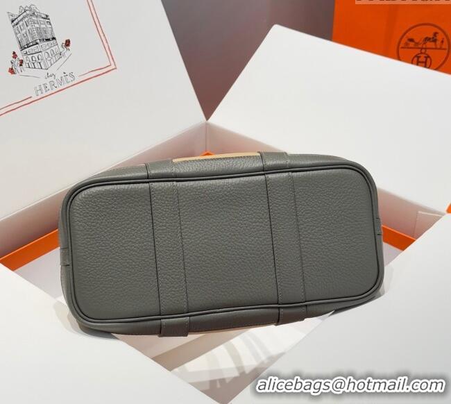 New Design Hermes Garden Party Bag 30cm in Canvas and Grained Leather H2070 Cream Beige/Cloud Grey 2025 (Half Handmade)
