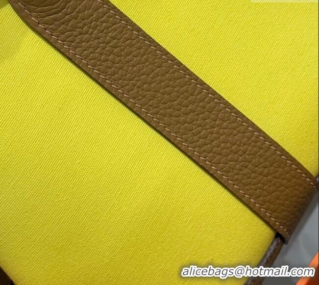 Discount Hermes Garden Party Bag 30cm in Canvas and Grained Leather H2070 Naples Yellow/Biscuit 2025 (Half Handmade)