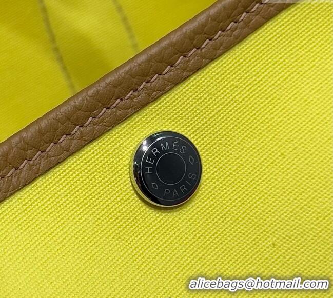 Discount Hermes Garden Party Bag 30cm in Canvas and Grained Leather H2070 Naples Yellow/Biscuit 2025 (Half Handmade)