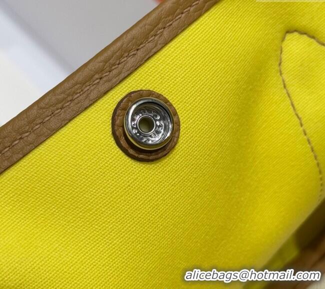 Discount Hermes Garden Party Bag 30cm in Canvas and Grained Leather H2070 Naples Yellow/Biscuit 2025 (Half Handmade)
