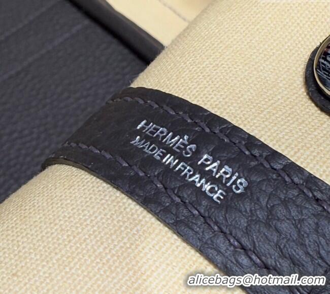 New Fashion Hermes Garden Party Bag 30cm in Canvas and Grained Leather H2070 Milton Yellow/Ebony 2025 (Half Handmade)