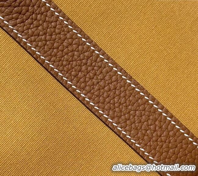 Buy Discount Hermes Garden Party Bag 30cm in Canvas and Grained Leather H2070 Golden Brown 2025 (Half Handmade)