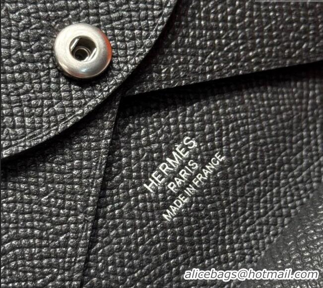 Best Price Hermes Calvi Duo Compact Card Holder Wallet in Epsom Leather H2084 Black 2025