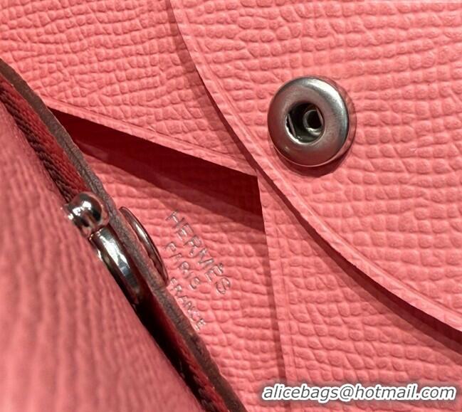 Best Grade Hermes Calvi Duo Compact Card Holder Wallet in Epsom Leather H2084 Light Pink 2025