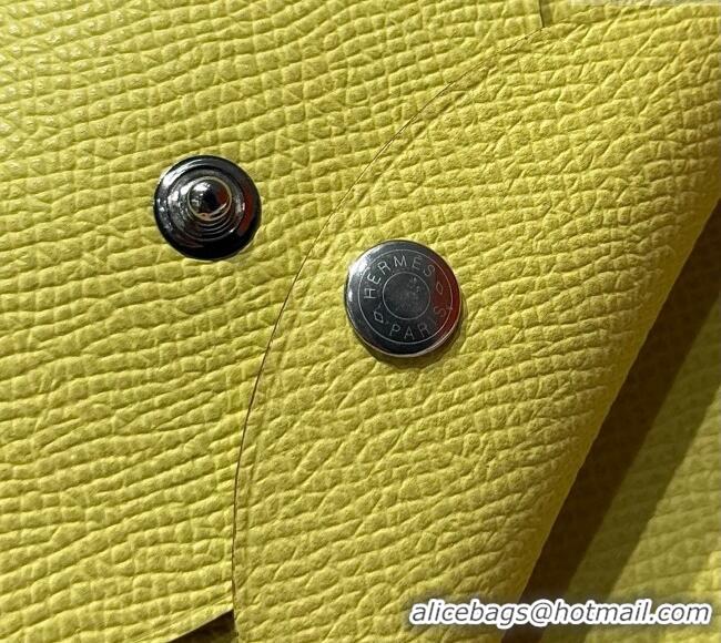 Famous Brand Hermes Calvi Duo Compact Card Holder Wallet in Epsom Leather H2084 Chick Yellow 2025