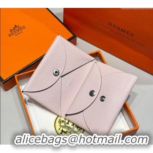 Original Cheap Hermes Calvi Duo Compact Card Holder Wallet in Epsom Leather H2084 Dreamy Purple 2025