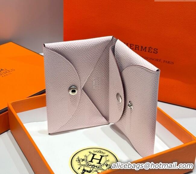 Original Cheap Hermes Calvi Duo Compact Card Holder Wallet in Epsom Leather H2084 Dreamy Purple 2025