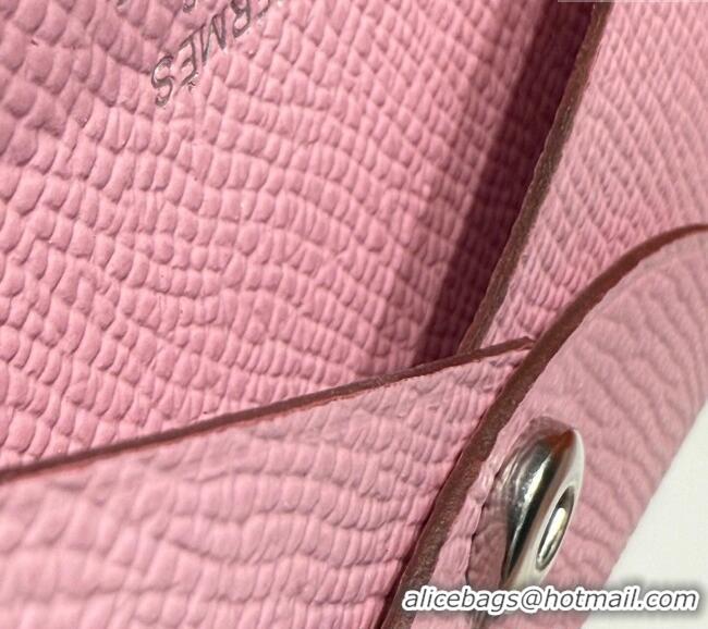 Unique Grade Hermes Calvi Duo Compact Card Holder Wallet in Epsom Leather H2084 Pink 2025