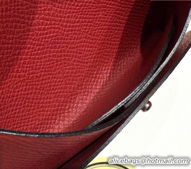 Good Taste Hermes Calvi Duo Compact Card Holder Wallet in Epsom Leather H2084 Stone Red 2025