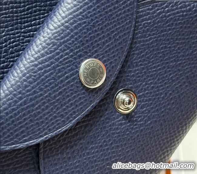 Luxury Cheap Hermes Calvi Duo Compact Card Holder Wallet in Epsom Leather H2084 Stone Blue 2025