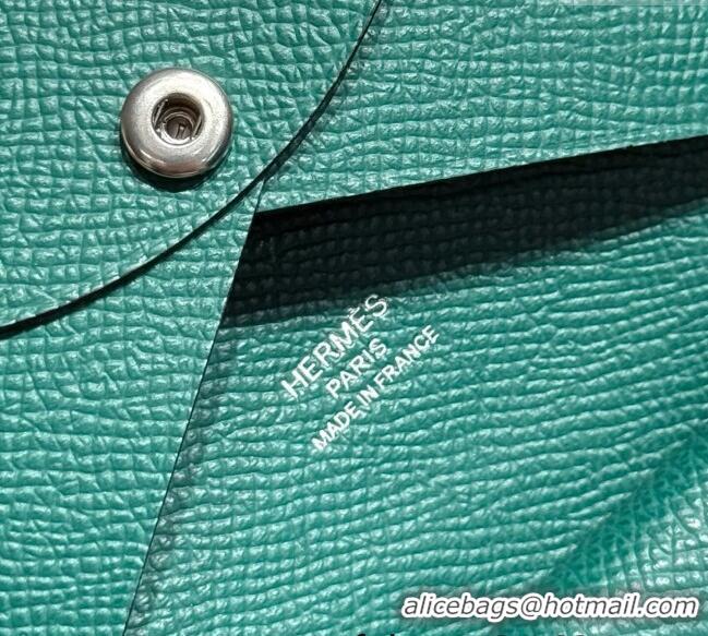 Buy Classic Hermes Calvi Duo Compact Card Holder Wallet in Epsom Leather H2084 Emeral Green 2025