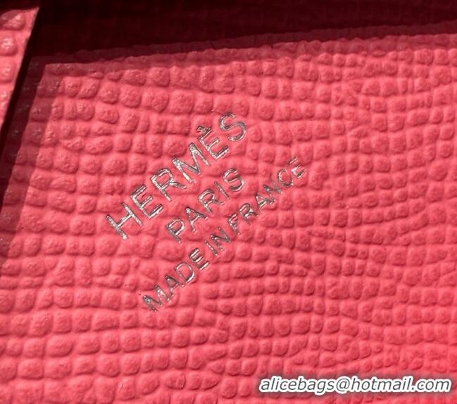 Top Grade Hermes Calvi Duo Compact Card Holder Wallet in Epsom Leather H2084 Lipstick Pink 2025