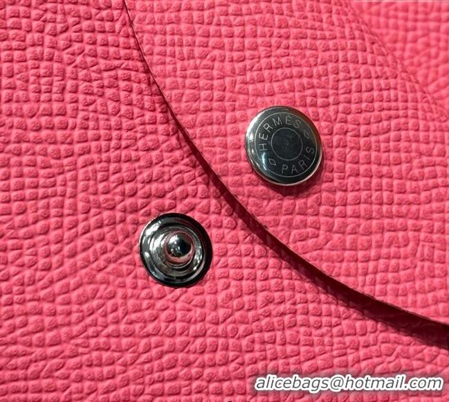 Top Grade Hermes Calvi Duo Compact Card Holder Wallet in Epsom Leather H2084 Lipstick Pink 2025