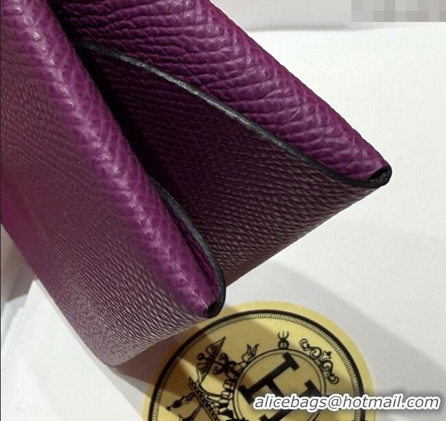 Market Sells Hermes Calvi Duo Compact Card Holder Wallet in Epsom Leather H2084 Sea Anemone Purple 2025
