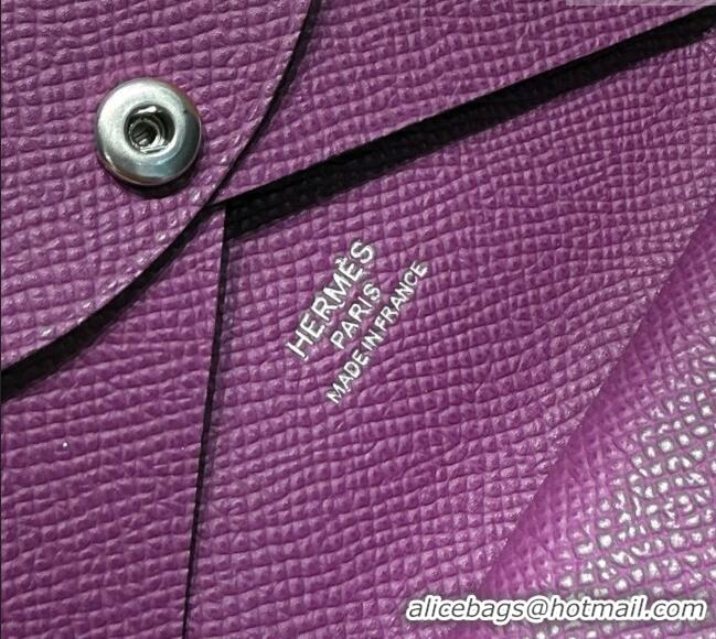 Market Sells Hermes Calvi Duo Compact Card Holder Wallet in Epsom Leather H2084 Sea Anemone Purple 2025