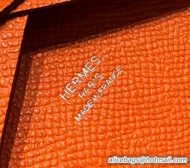 Super Quality Hermes Calvi Duo Compact Card Holder Wallet in Epsom Leather H2084 Orange 2025