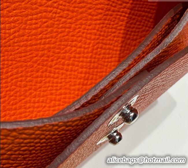 Super Quality Hermes Calvi Duo Compact Card Holder Wallet in Epsom Leather H2084 Orange 2025
