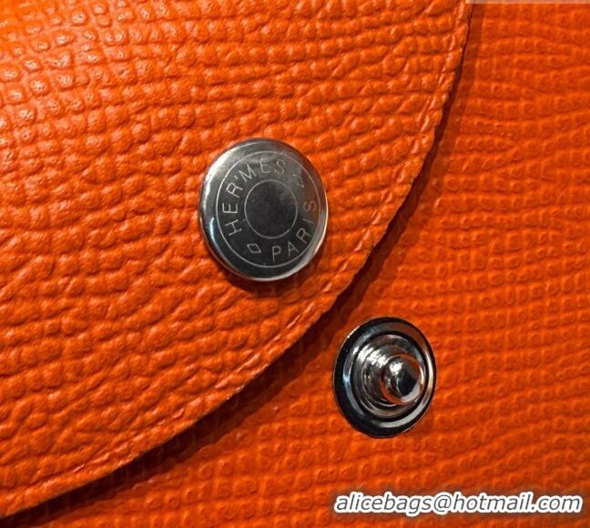 Super Quality Hermes Calvi Duo Compact Card Holder Wallet in Epsom Leather H2084 Orange 2025