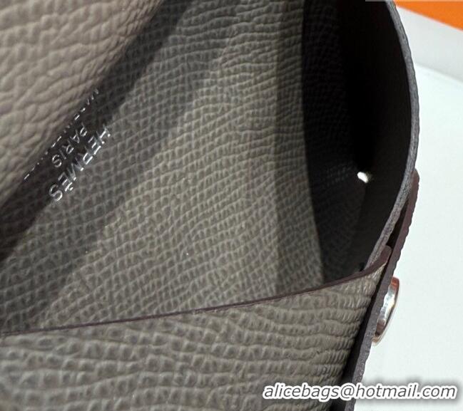 Discount Price Hermes Calvi Duo Compact Card Holder Wallet in Epsom Leather H2084 Tin Grey 2025