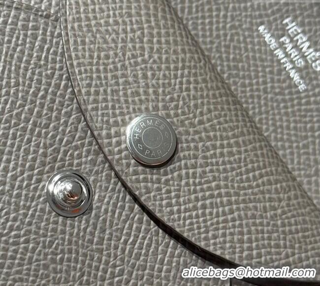 Discount Price Hermes Calvi Duo Compact Card Holder Wallet in Epsom Leather H2084 Tin Grey 2025