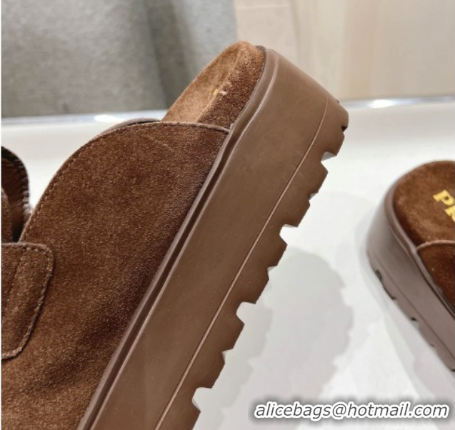 Sophisticated Prada Suede Platform Mules Cocoa Brown 2025 1XZ778