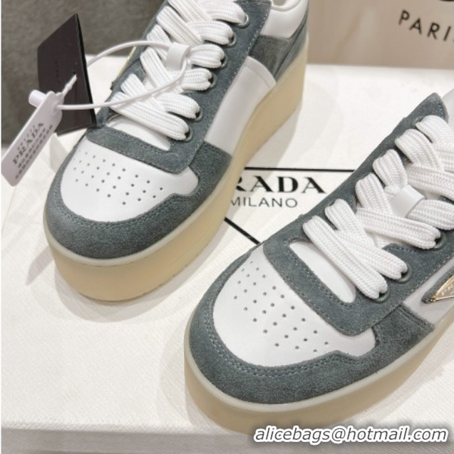 Good Product Prada Downtown Bold Nappa Leather and Suede Sneakers White/Grey 2025 1E792M