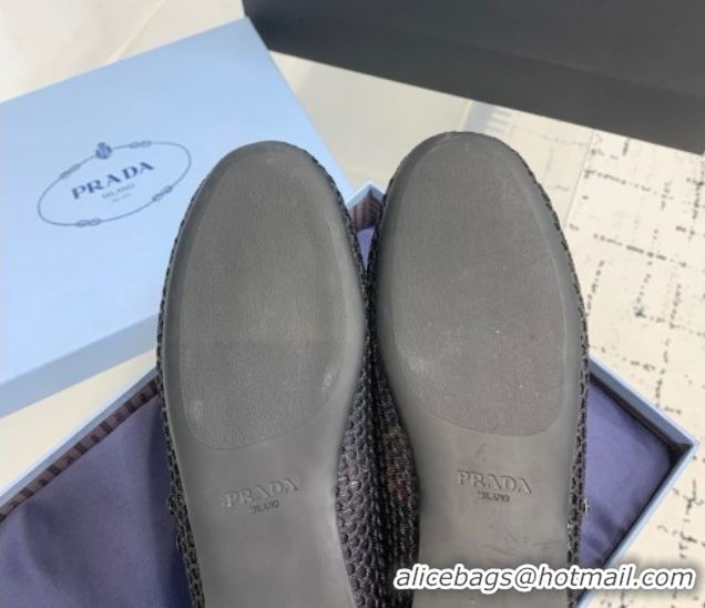 Classic Hot Prada Mesh fabric ballerinas flat Black 2025 1F915N