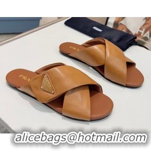 Perfect Prada Padded nappa leather slides sandal Brown 2025 1XX713