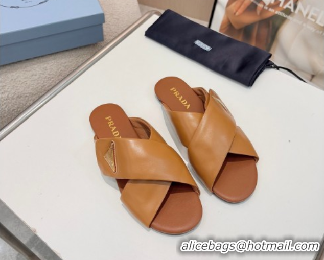 Perfect Prada Padded nappa leather slides sandal Brown 2025 1XX713