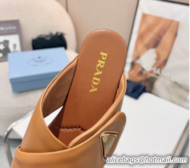 Perfect Prada Padded nappa leather slides sandal Brown 2025 1XX713