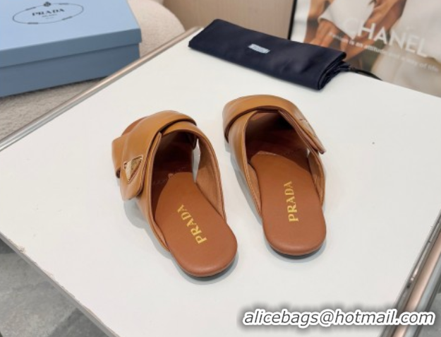 Perfect Prada Padded nappa leather slides sandal Brown 2025 1XX713