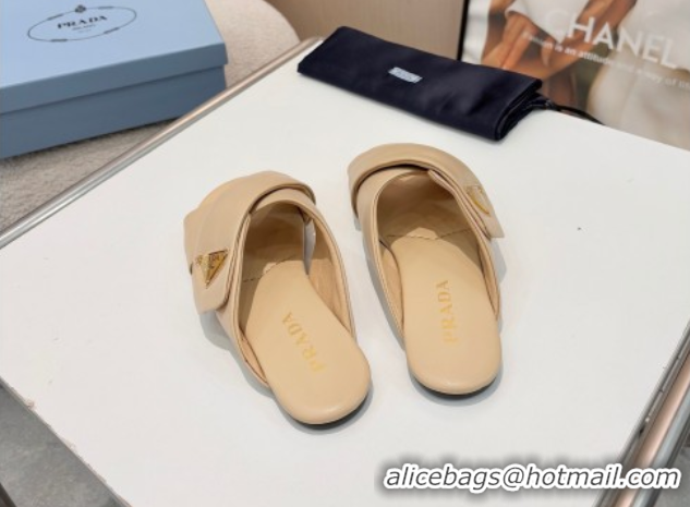 Generous Prada Padded nappa leather slides sandal Beige 2025 1XX713
