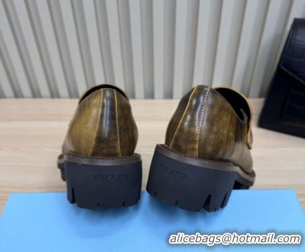 Sophisticated Prada Leather loafers Yellow 2025 1D877N