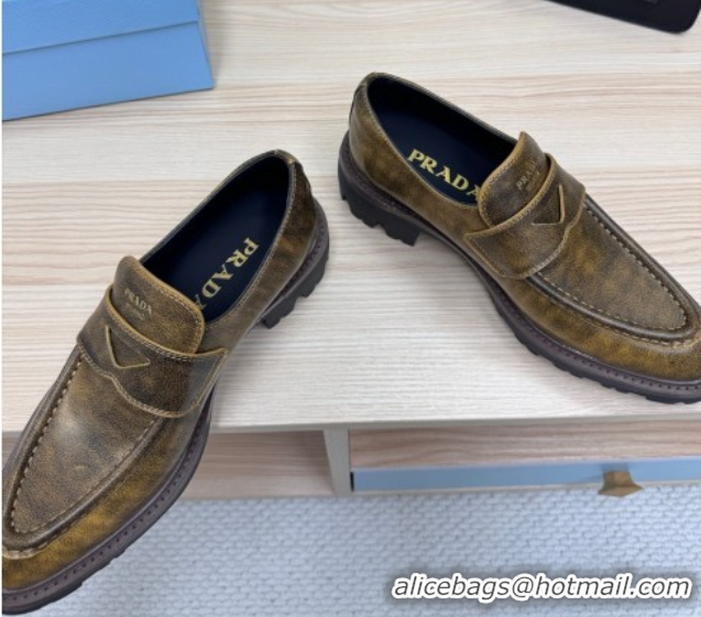 Sophisticated Prada Leather loafers Yellow 2025 1D877N