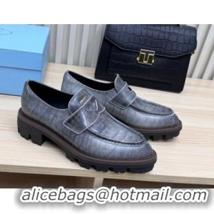 Duplicate Prada Leather loafers Purple 2025 1D877N