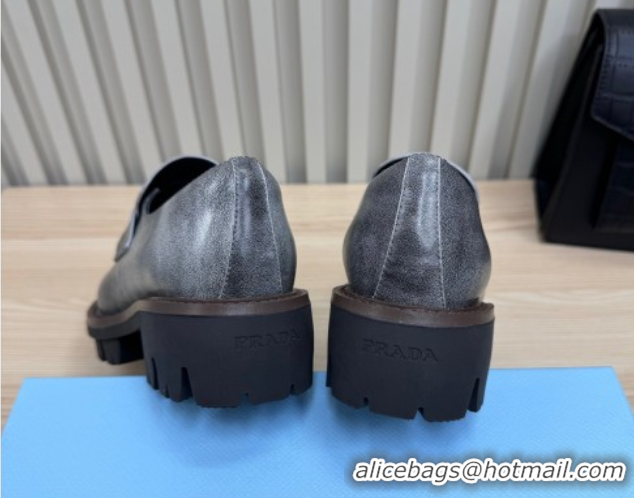 Duplicate Prada Leather loafers Purple 2025 1D877N