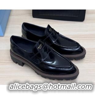 Hot Style Prada Brushed Leather loafers Black 2025 1D877N